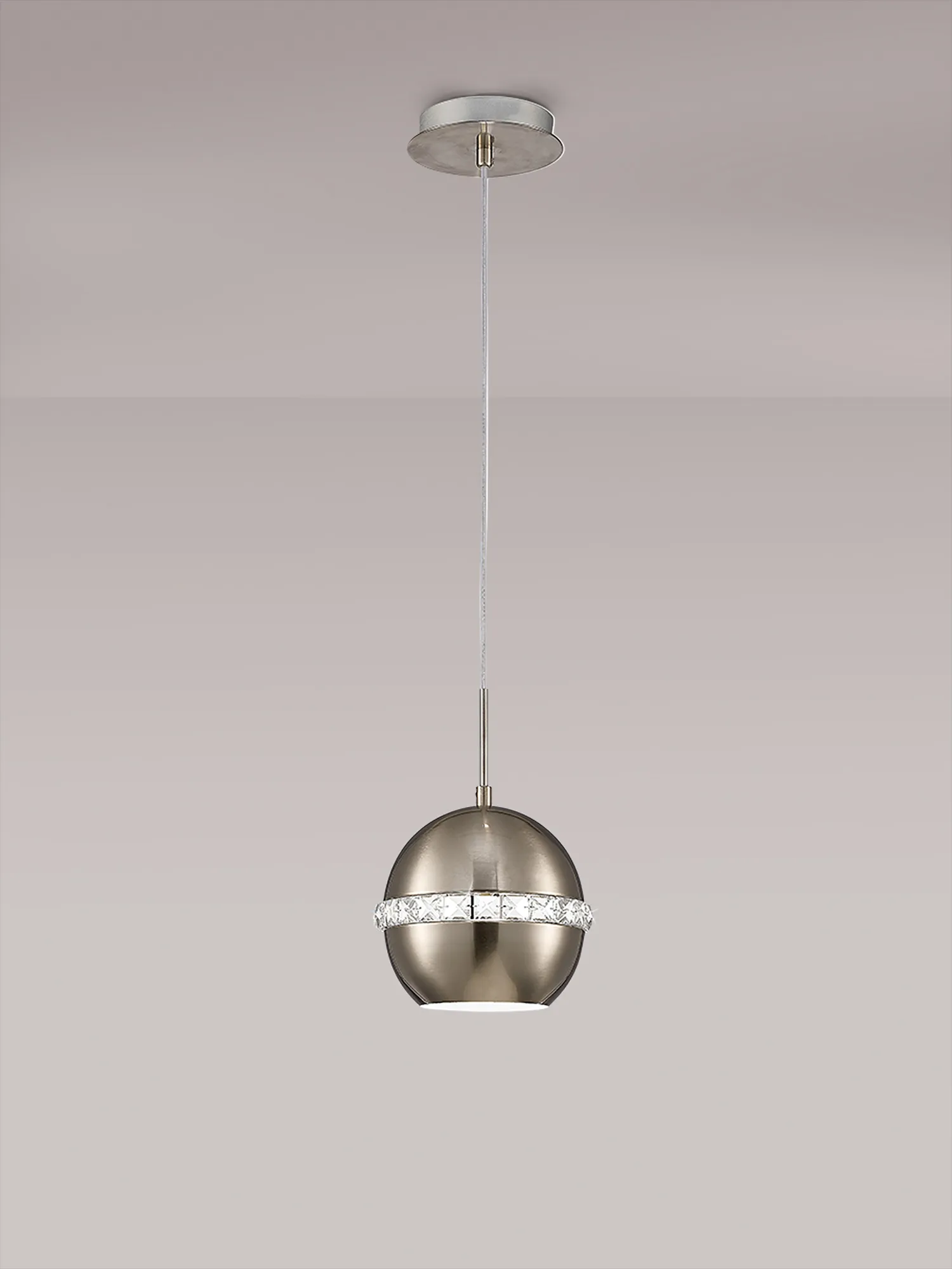 Andrea Satin Nickel Crystal Ceiling Lights Diyas Single Crystal Pendants